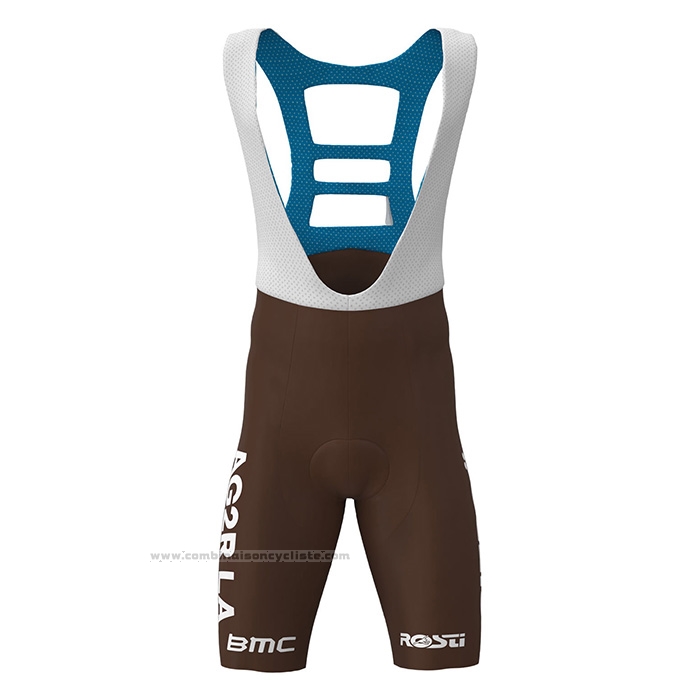 2022 Maillot Cyclisme Ag2r La Mondiale Blanc Marron Manches Courtes et Cuissard